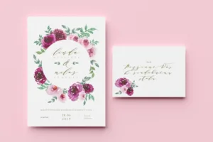 Svadobné oznámenie a pozvani s motívom bordové ruže