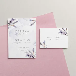 svadobné oznámenie s akvarelovými kvetmi s pozvaním menovkou a obálkou