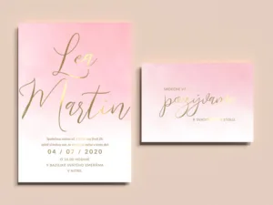 svadobné oznámenie a pozvanie k stolu watercolor pink