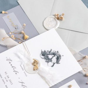 Svadobné oznámenie holubičky detail